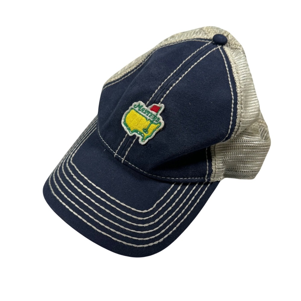 American Needle Masters Trucker Hat Mens OSFA Navy Blue Mesh Snapback Golf Cap